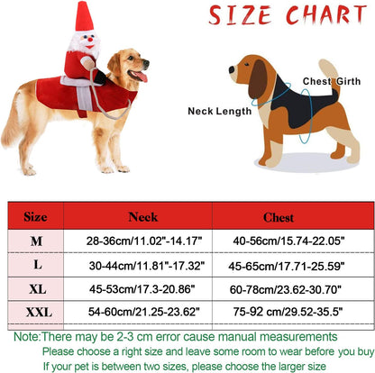 Clearance Christmas Dog Costume Funny Dog Christmas Santa Claus Costume Riding on Dog Pet Cat Christmas Holiday Outfit Pet Christmas Clothes Dressing up for Halloween Christmas Party(Large)