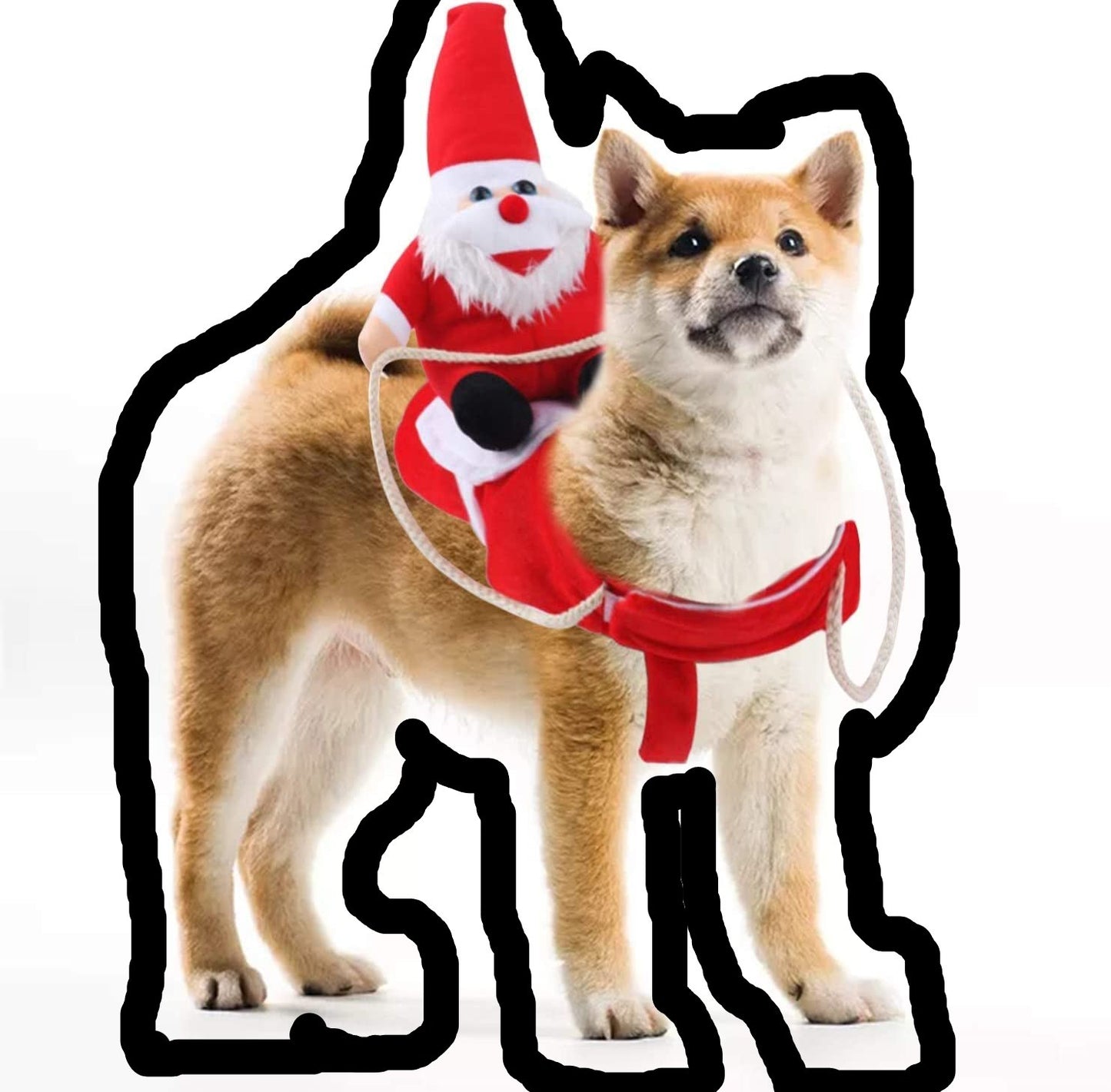 Clearance Christmas Dog Costume Funny Dog Christmas Santa Claus Costume Riding on Dog Pet Cat Christmas Holiday Outfit Pet Christmas Clothes Dressing up for Halloween Christmas Party(Large)